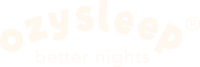 Het ozysleep logo in het wit, met de text: ozysleep better nights